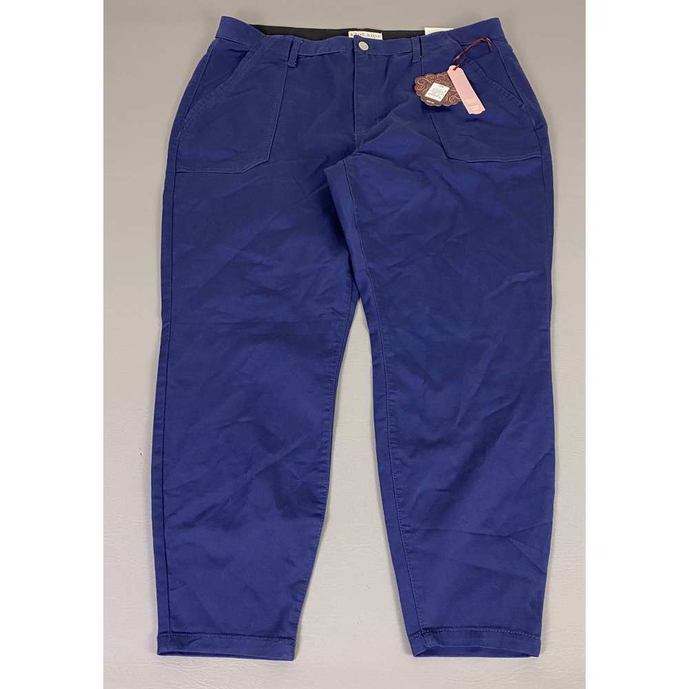Knox Rose Pants Women's Plus 18W Navy Blue Utility Tapered‎ No-Gap Waist New NWT